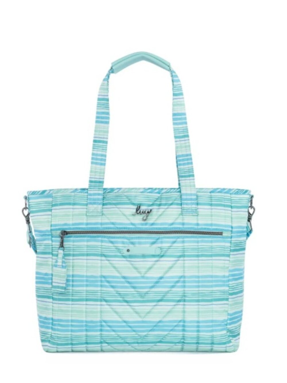Lug Paddle Carry-All Tote Love Waves Aqua Pastel Stripes